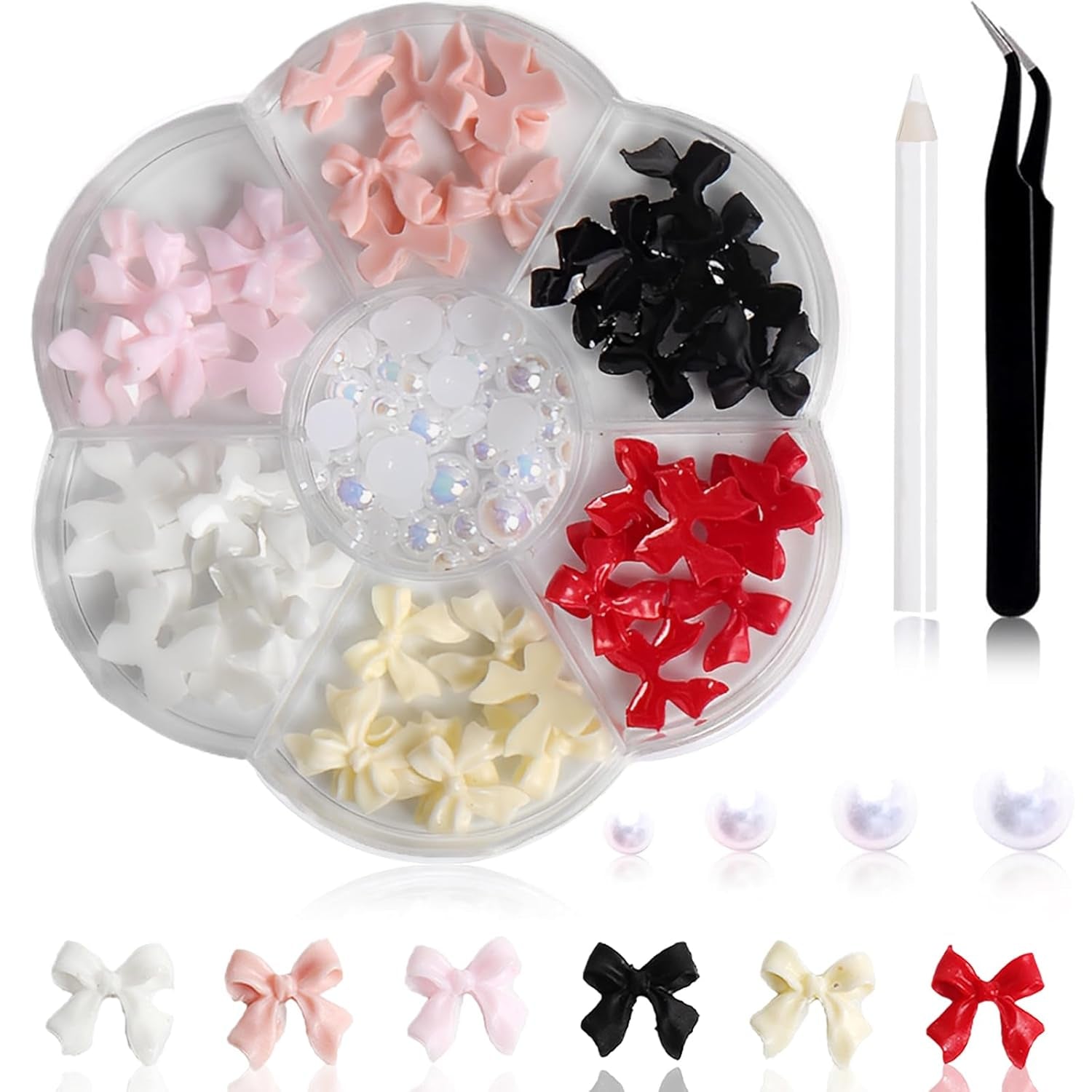 1 Carton Nail Art Charms, Fleurs 3D Charms d'art, Acryl Blumen Nagel Strass Mit Ornamenten, Nagel Edelsteine, Nagel Zubehör Für Mädchen, Décoration d'art, DIY Handwork Nail Design