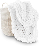 Couverture tricotée épaisse, jeté, 100% tricoté à la main avec du fil chenille géant (127 X 152,4 cm, gris lilas) Adyrescia Lits et couvertures Blanc 50"X60"