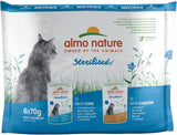 Almo Nature Functional - Stérilisé - Aliment humide pour chat adulte et senior, stérilisé ou peu actif - au cabillaud et au poulet - Faible en gras, hydratant - 70g (paquet de 6)