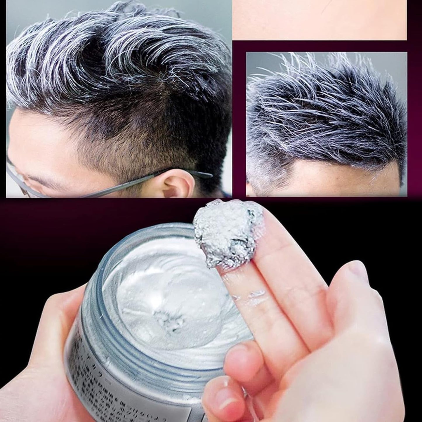 Teinture pour cheveux gris, teinture pour cheveux gris argenté, cire capillaire temporaire, unisexe - couverture grise, nourrissante, crème, cire, 1 millilitre, 1 pc Teinture pour cheveux Naty Shop