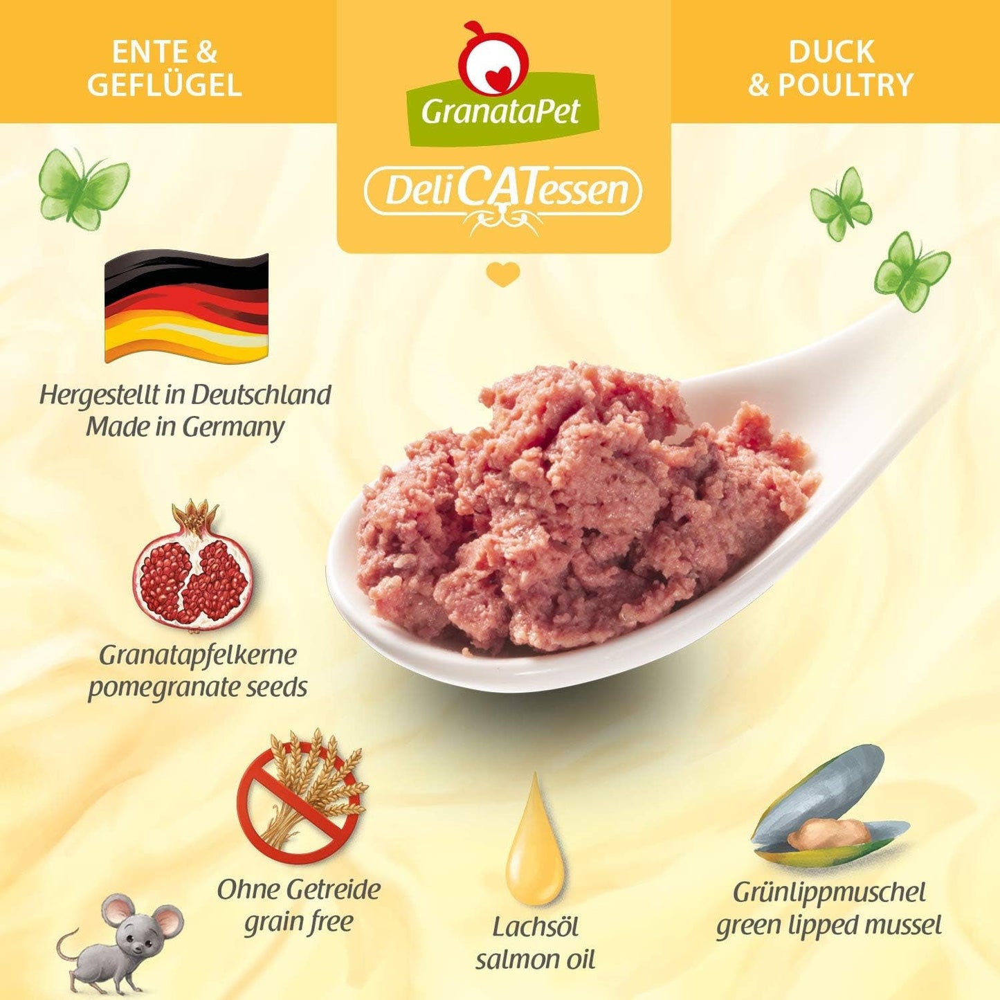 GranataPet DeliCatessen Chicken PUR, Nassfutter für Katzen, Futter ohne Getreide & ohne Zuckerzusätze, Katzenfutter mit hohem Fleischanteil & huiles de haute qualité, 6 x 400 g