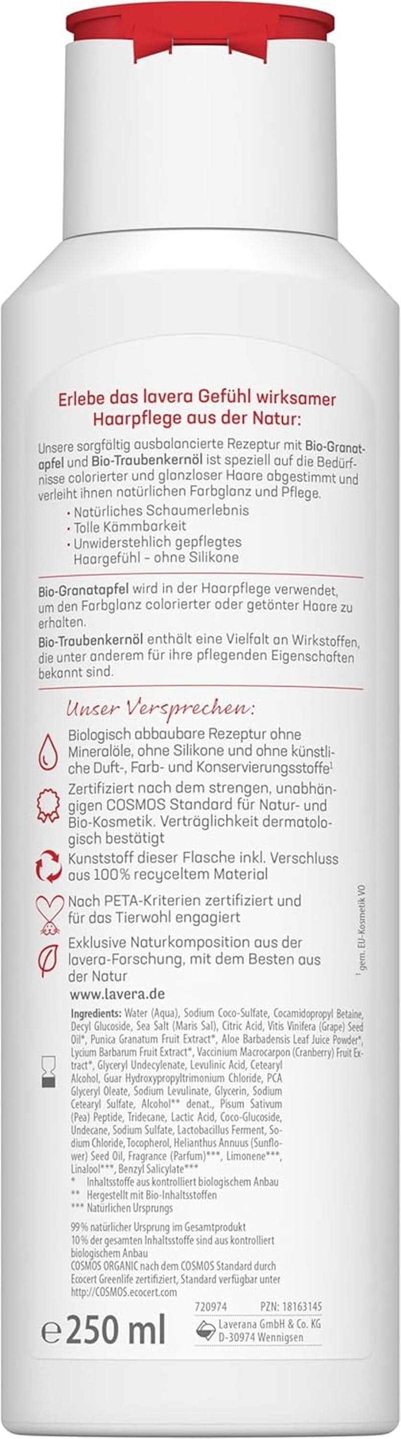 Lavera Care Shampooing Color Shine & Care, vegan, 250 ml Douche et bain Naty Shop