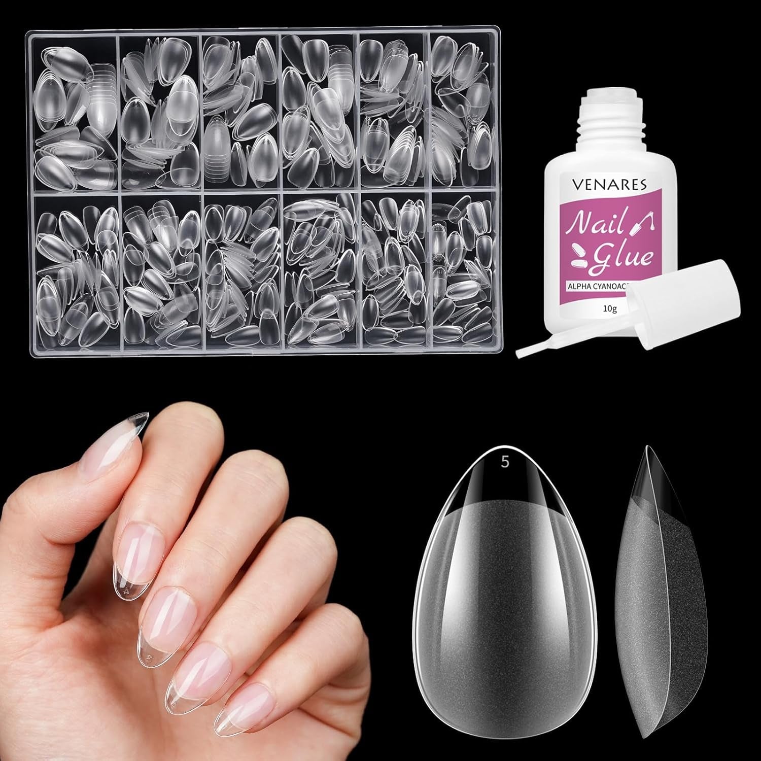 Faux ongles courts ballerine, 500 pièces, colle sur 12 tailles, ongles artificiels, Gel doux et court, couverture complète, pointes pour ongles en Gel courts S