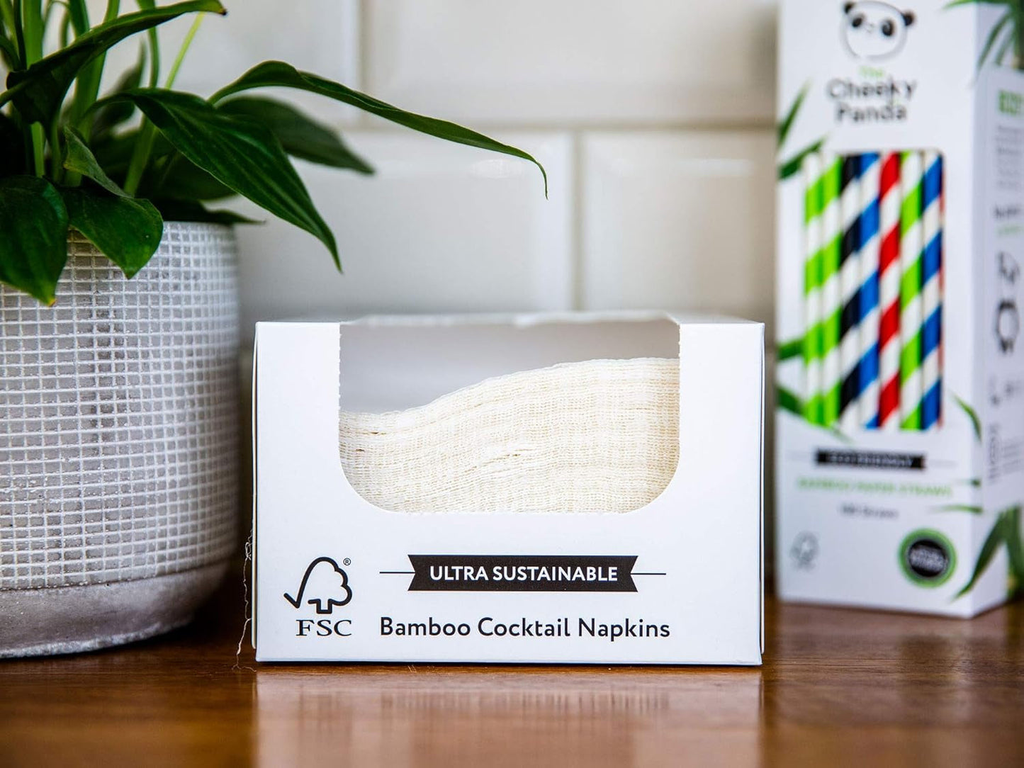 Les serviettes de cocktail en bambou Cheeky Panda | serviettes blanches 100 pièces serviettes en papier