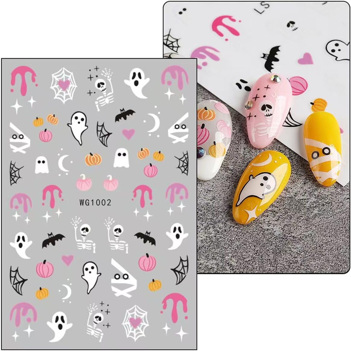 JMEOWIO Autocollant pour ongles Halloween 8 feuilles pour nail art