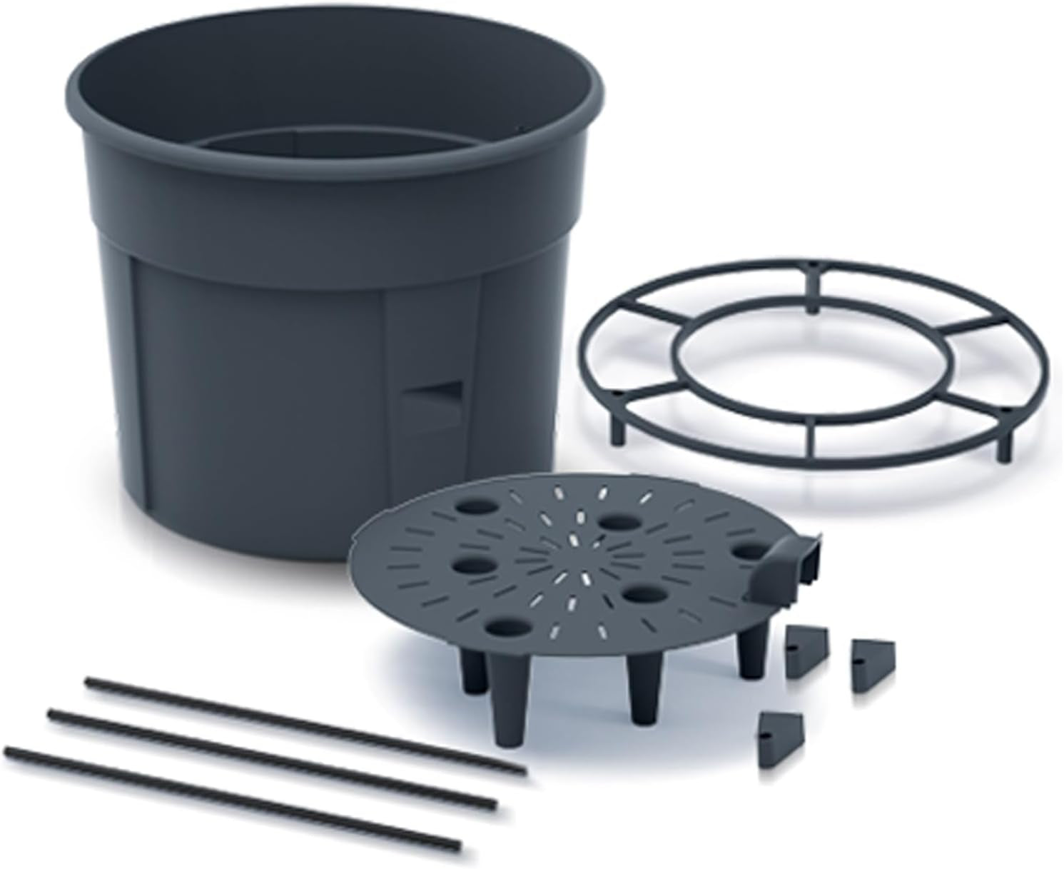 Pots de semis de tomates Prosperplast avec treillis – Jardinière en plastique robuste | anthracite | Résistant aux intempéries et aux UV | 29,5 x 115,2 cm | Idéal pour le jardin et la terrasse