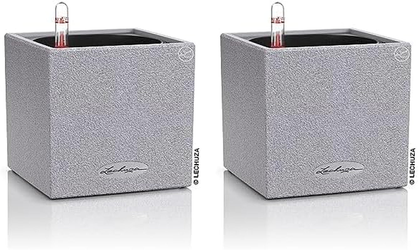 Cube à herbes de haute qualité LECHUZA CANTO Stone 14 avec système d'arrosage en bâton, gris pierre