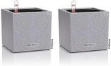 Cube à herbes de haute qualité LECHUZA CANTO Stone 14 avec système d'arrosage en bâton, gris pierre