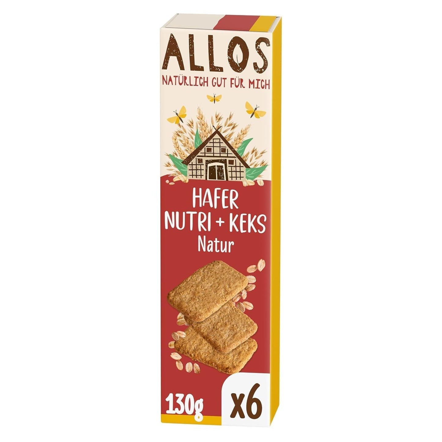 Craquelins à l'avoine biologique Allos Nutri | Craquelins croustillants à l'avoine entière | Sucrer au miel 6 x 130g