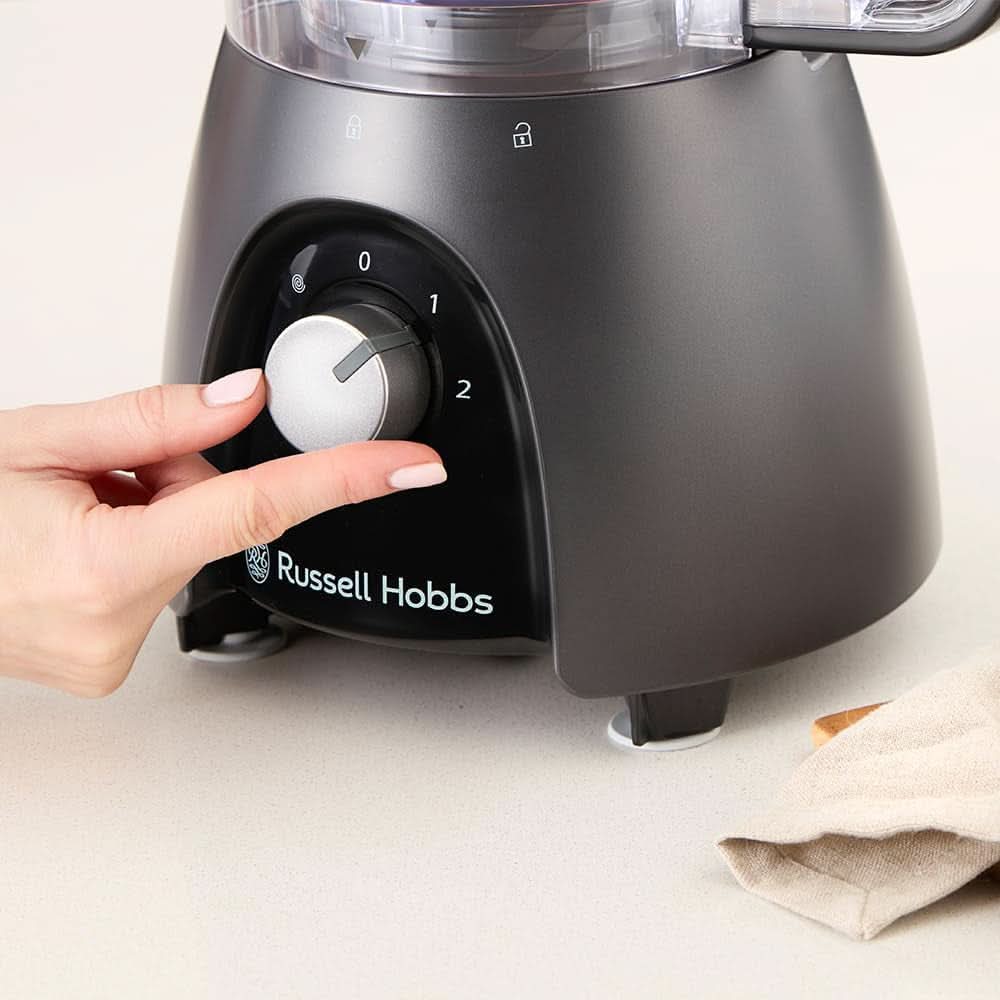 Robot culinaire Russell Hobbs [mélangeur/hachoir à légumes/mélangeur de table/hachoir/mélangeur] robot culinaire (pétrissage, mélange et tranchage), charbon de bois mat Naty Shop