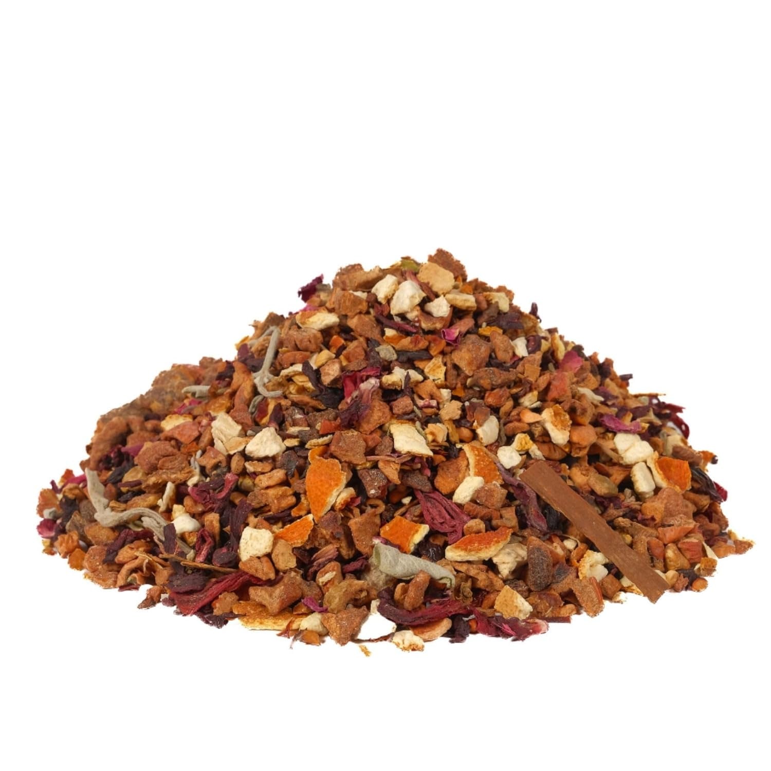 Thé aux Fruits – 100g Mélange de fruits aromatisé à la pomme, à l'hibiscus et à la cannelle – Sachet Ziplock, env. 25 tasses – Sans additifs, emballées en Allemagne