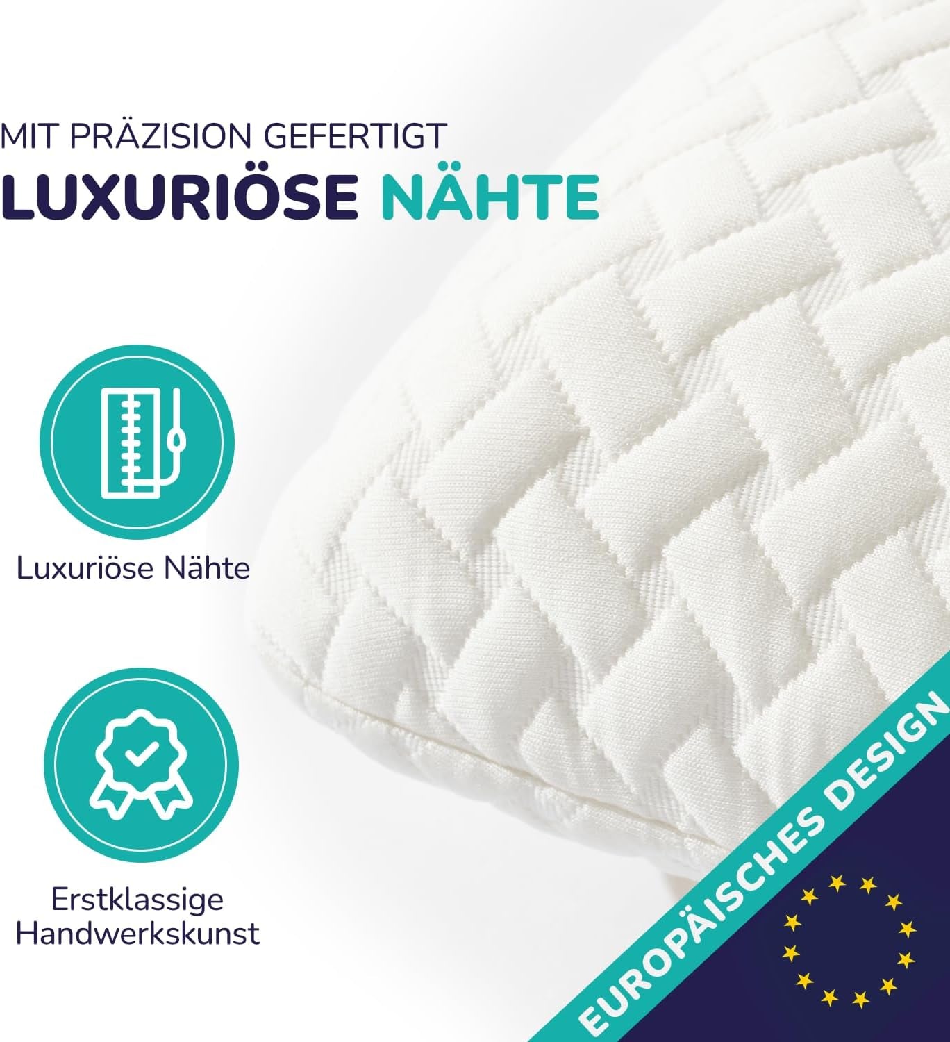 ZenPur Oreiller orthopédique cervical 40 x 60-13 cm, oreiller de tête en mousse à mémoire de forme – Oreiller de sommeil ergonomique pour le cou et les épaules, certifié Oeko-TEX