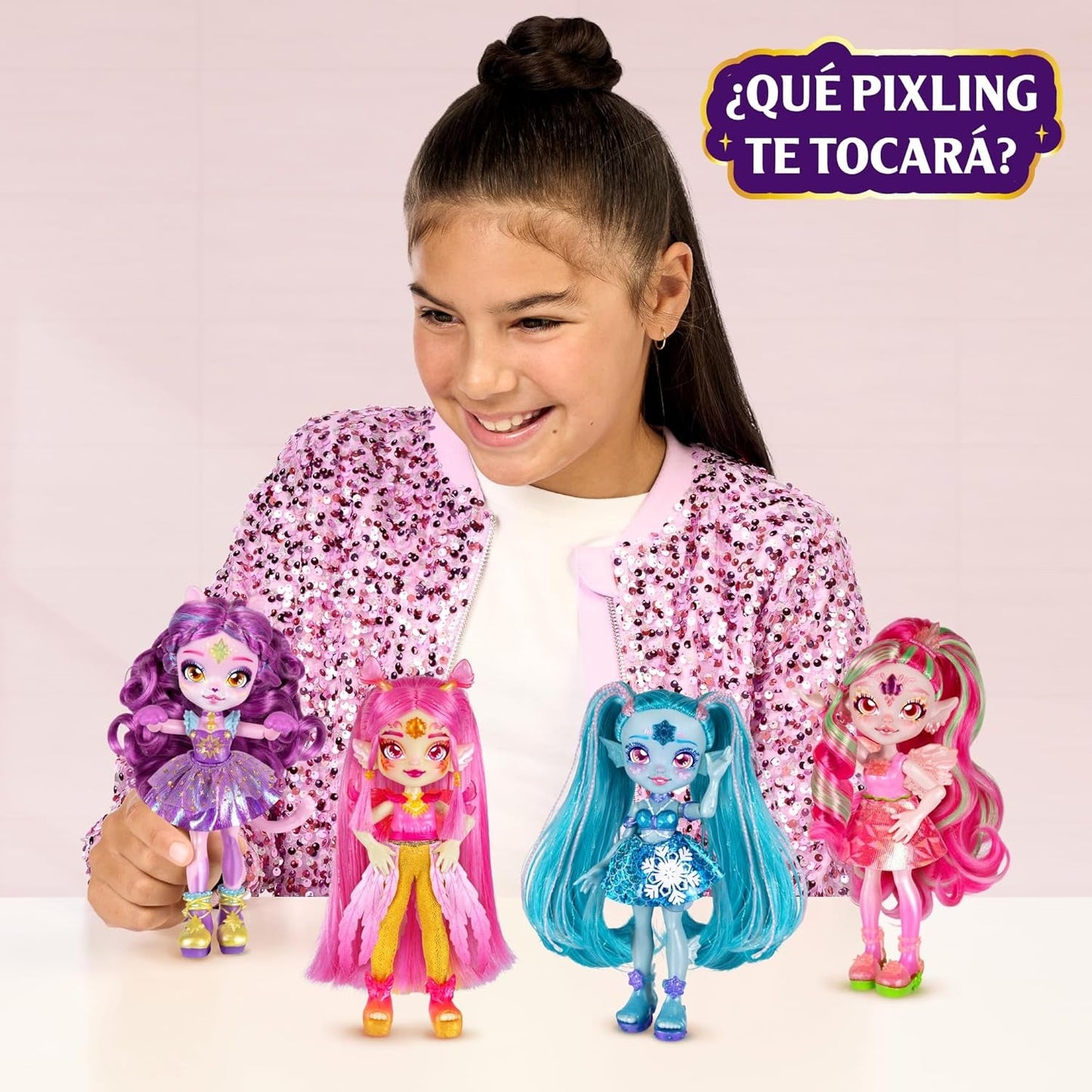 Pixlings Magical Dolls, 4 poupées assorties - 2 neuves - Poupée mode 15 cm - Potions magiques - Jouet de potions secrètes (MG101000)