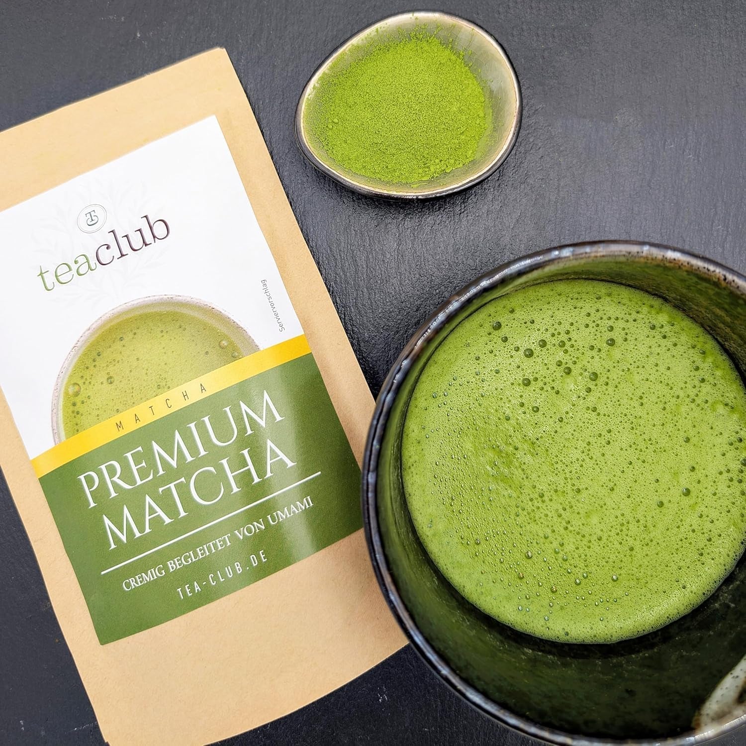 Thé Matcha Premium Japon 100 g – Testé en laboratoire – Poudre de Matcha de cérémonie pour la fabrication du Matcha Umami, poudre de thé vert 100 % naturelle, idéale pour le Matcha Latte, Teaclub