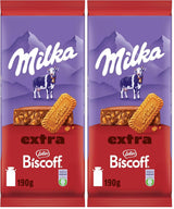 Milka Extra Biscoff Chocolate – Chocolat au lait alpin avec morceaux croquants de biscuits Lotus Biscoff – 190g