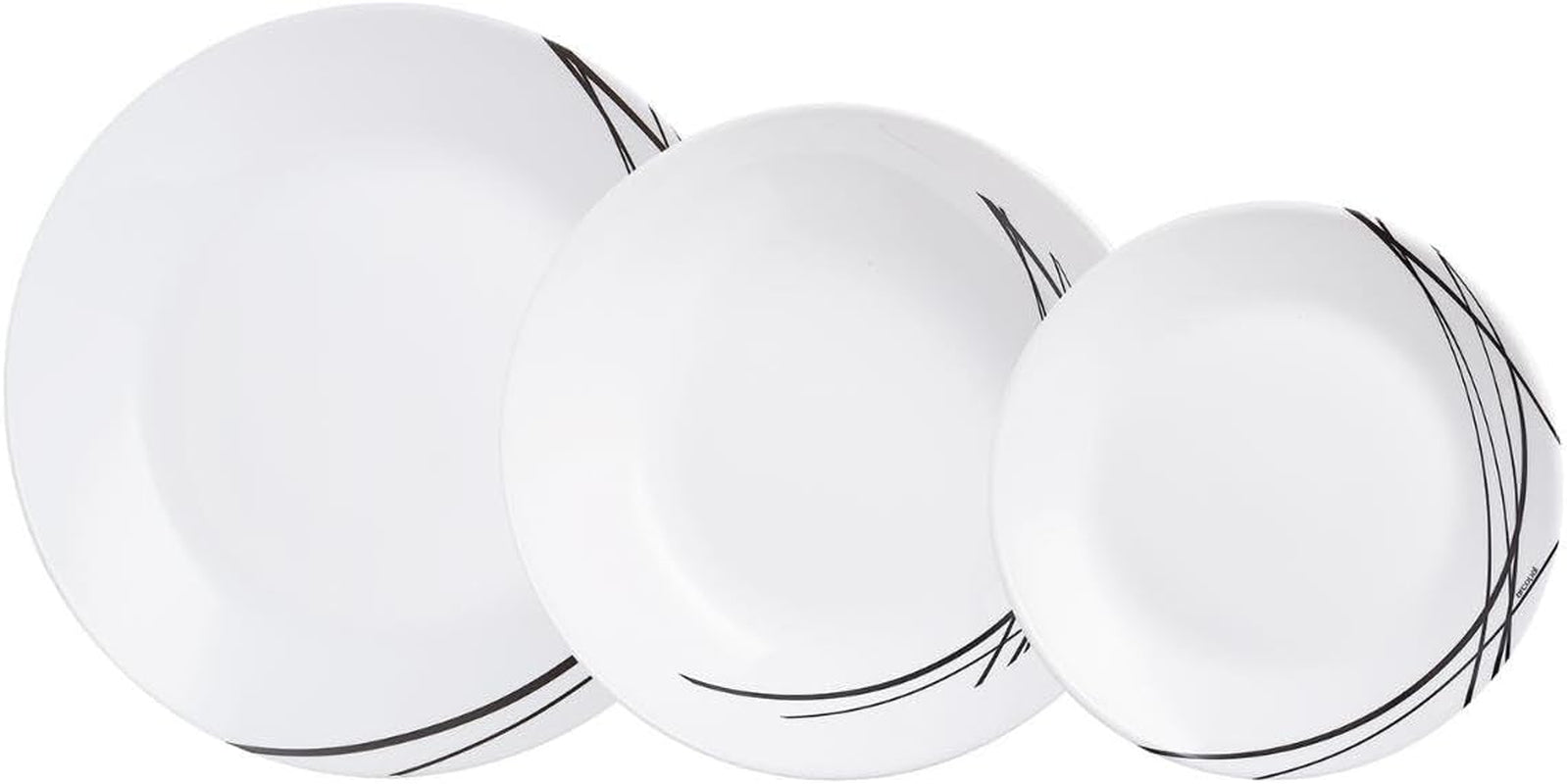 Service de table en verre opale extra résistant pour 6 personnes, sans BPA, 18 pièces