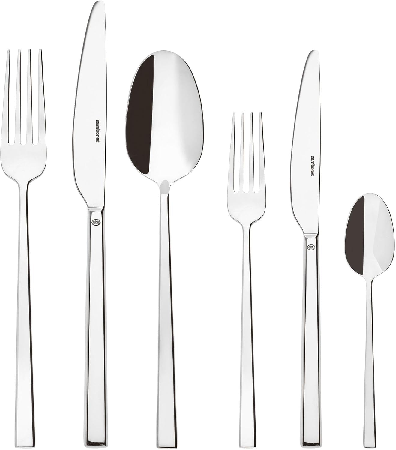 Sambonet 52562-N2 Rock inox - Ménagère monobloc inox 18/10 Cuisine Naty Shop Set 6 personnes - 36 pièces