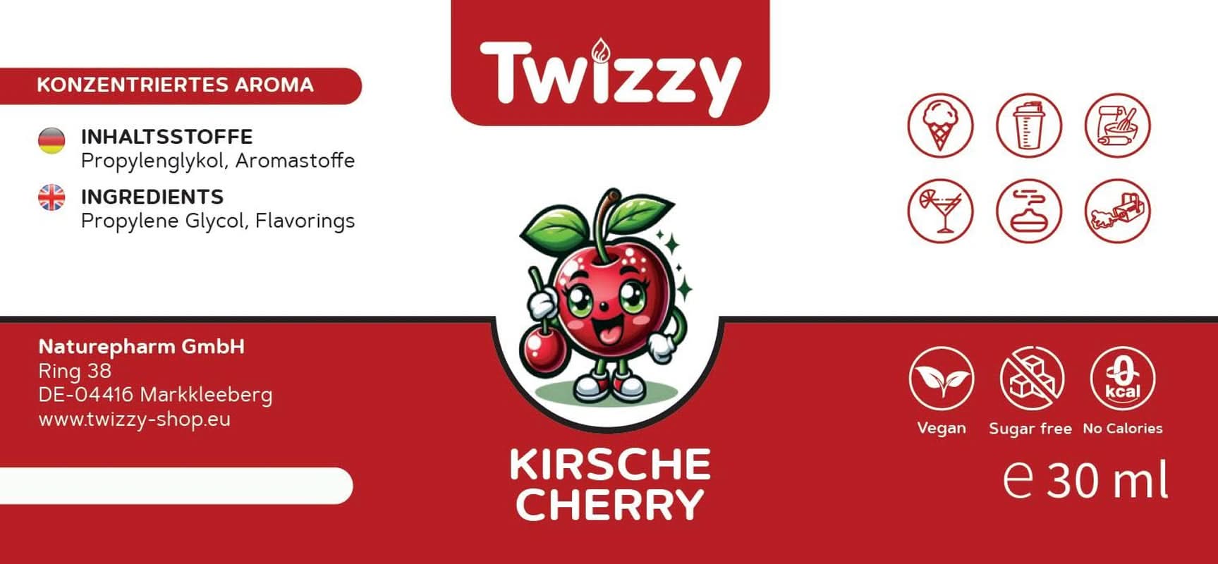 Twizzy, Arôme Concentré Cerise, 30 ml Arômes Naty Shop