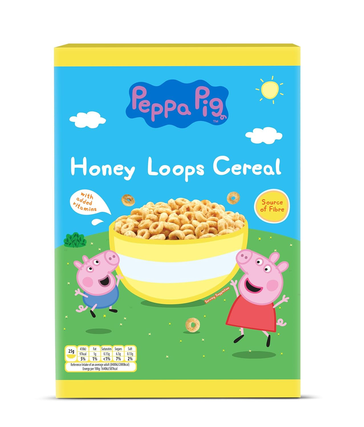 Hot Wheels Honey Loops Céréales croustillantes pour petit-déjeuner à grains entiers avec vitamines ajoutées, 1 paquet (1 x 375 g)