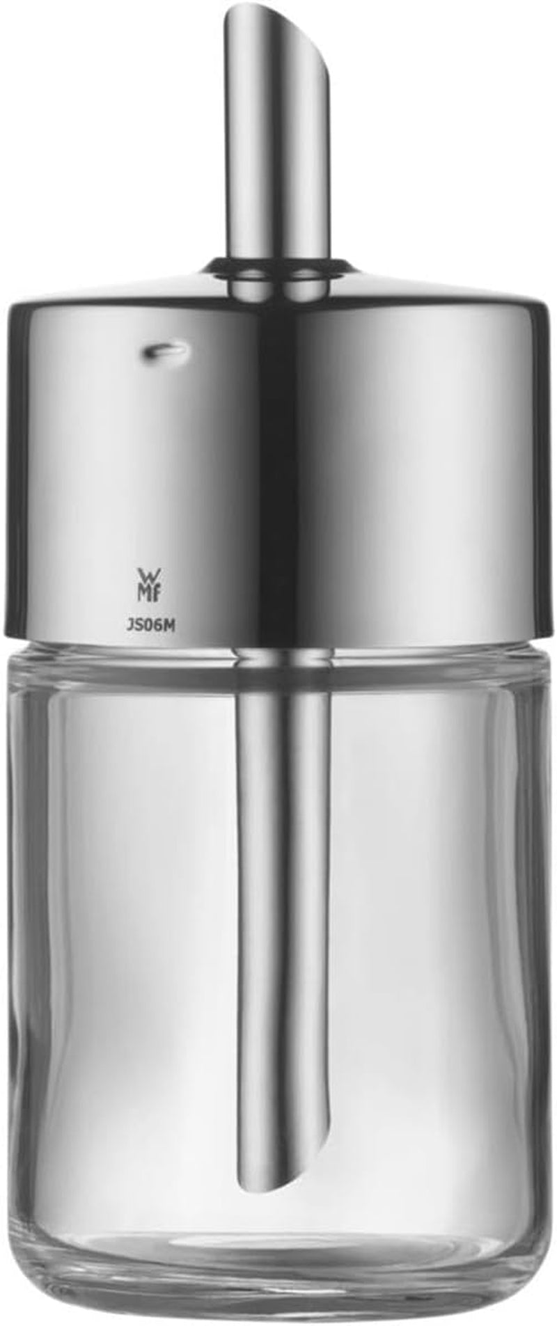 WMF Barista Sucrier 240 g, verre, distributeur de sucre, acier inoxydable poli Cromargan, idéal pour le sucre blanc/brun, le cacao ou comme shaker à épices