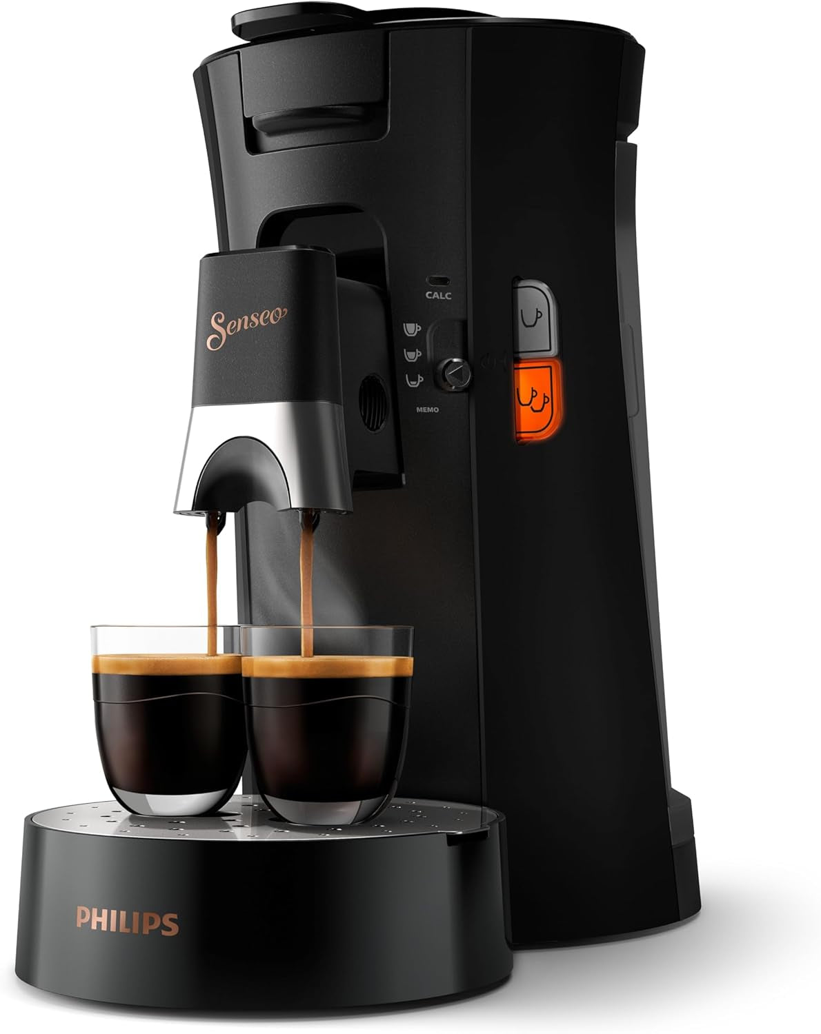 Machine à expresso à capsules PHILIPS Senseo Select avec sélection de l'intensité du café et fonction mémoire, en plastique recyclé, couleur : noir (CSA240/60)