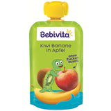 Bananes kiwi au quetschie aux pommes (6 x 120g), sans sucre ajouté, sans gluten, idéal pour les repas et les collations individuelles