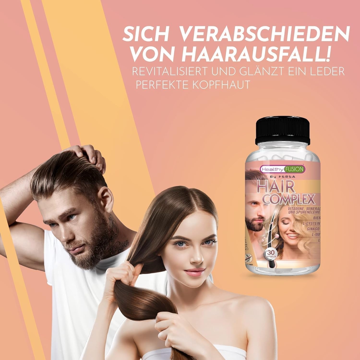 Healthy Fusion Haircomplex, efficace contre la chute des cheveux, 30 gélules Soins capillaires Naty Shop