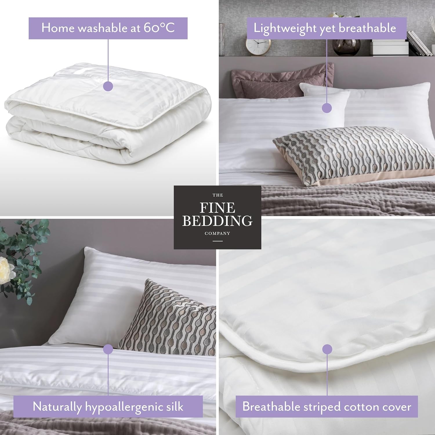 Boutique Couette en soie, literie de luxe, lavable en machine (13,5 Tog, double) Naty Shop Couettes et couettes