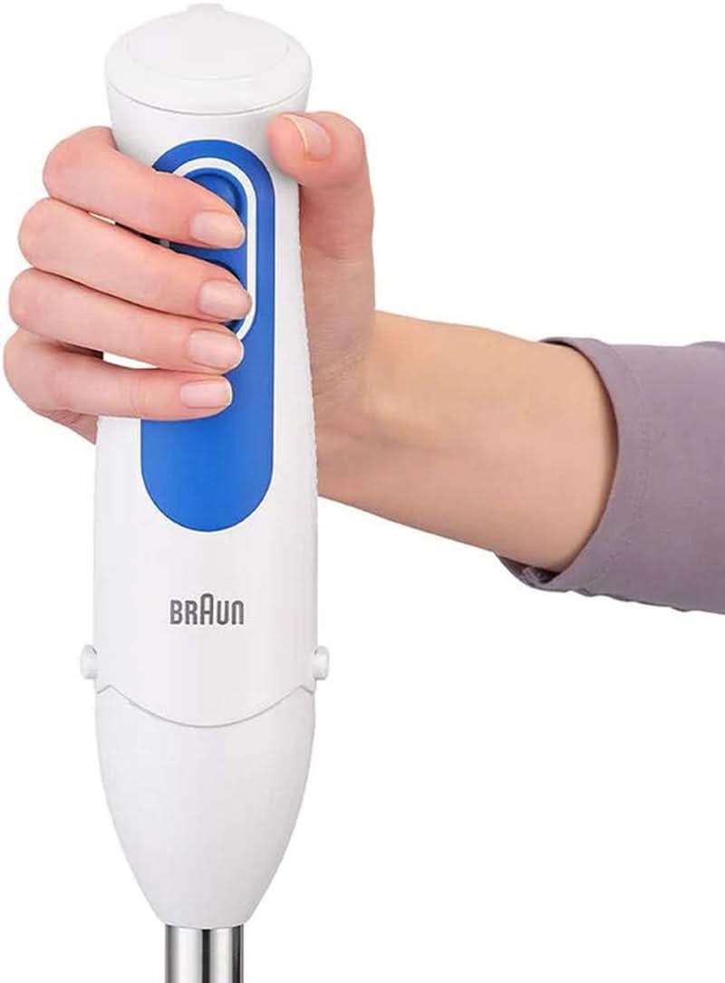 Braun Household Stabmixer MQ 3035 WH - Multiquick 3 Pürierstab Mit Edelstahl-Mixfuß, 2 Geschwindigkeiten, Spritzschutz, Spülmaschinenfest, Zerkleinerer, Schneebesen & 600Ml Mix- Und Messbecher, Weiß Kitchen Naty Shop