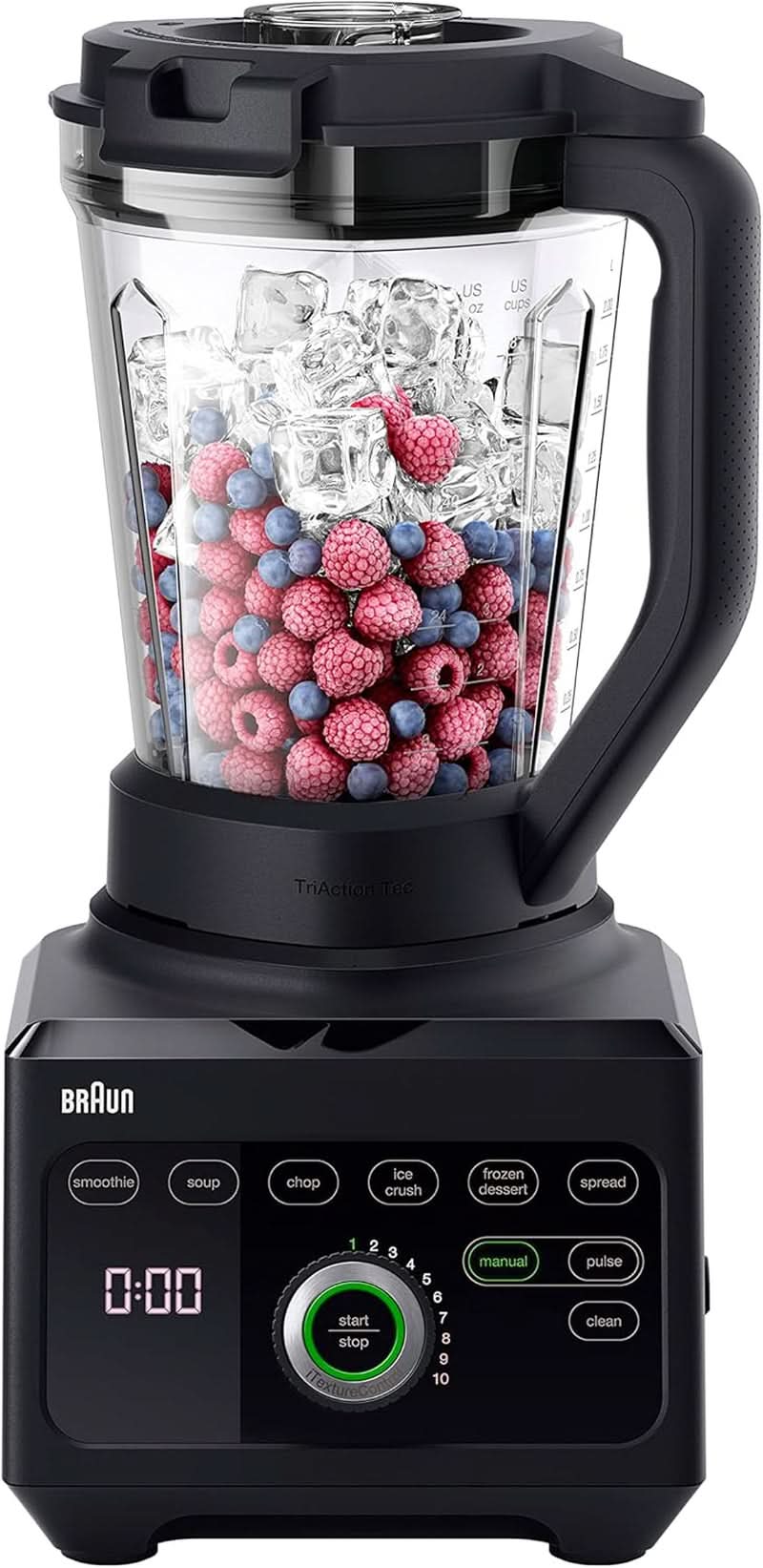 Braun Hochleistungsmixer Powerblend 9 JB9040 – Batteur sur socle avec mélangeur en verre, 18 programmes de mixage, 10 vitesses de rotation + fonction d'impulsion, fonction Heiße Suppen, programme de nettoyage, tampon, 1600 W, Schwarz Kitchen Naty Shop