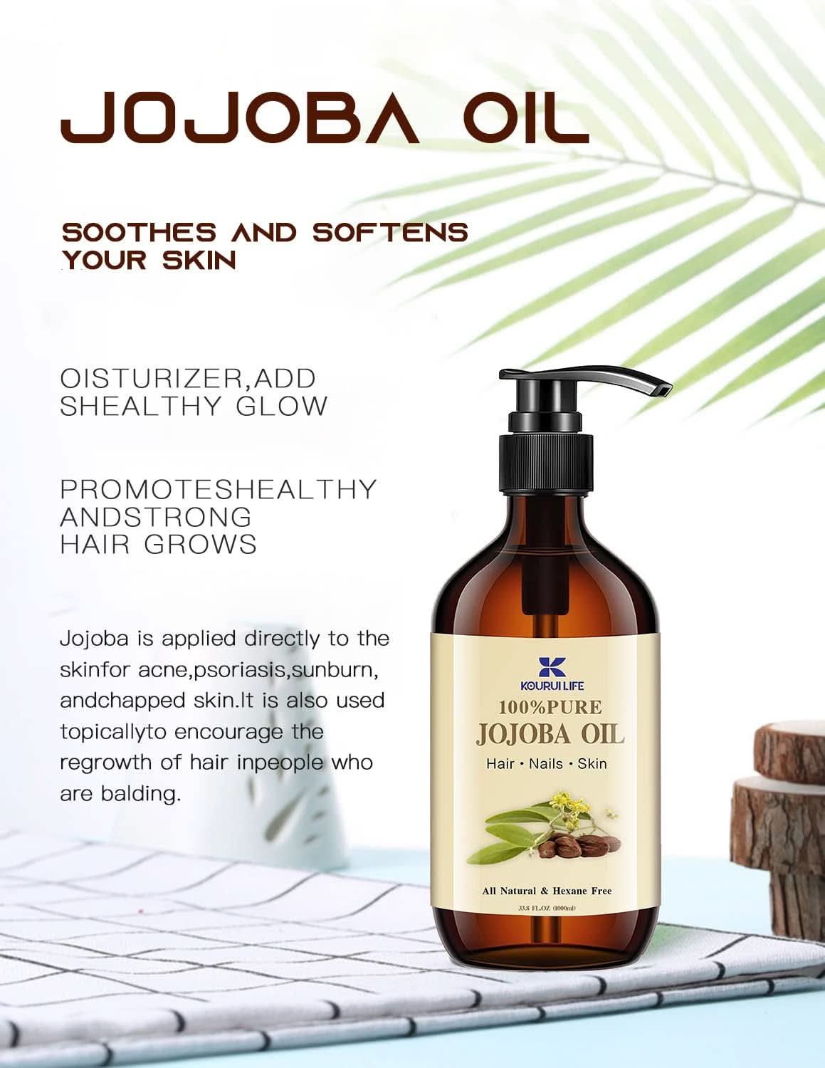Huile de jojoba bio 1 litre, 100% pure Cosmétique et Beauté Naty Shop