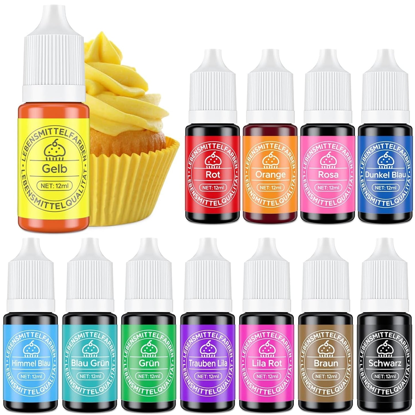 Set de colorants alimentaires liquides 12 x 12 ml Naty Shop Default Title