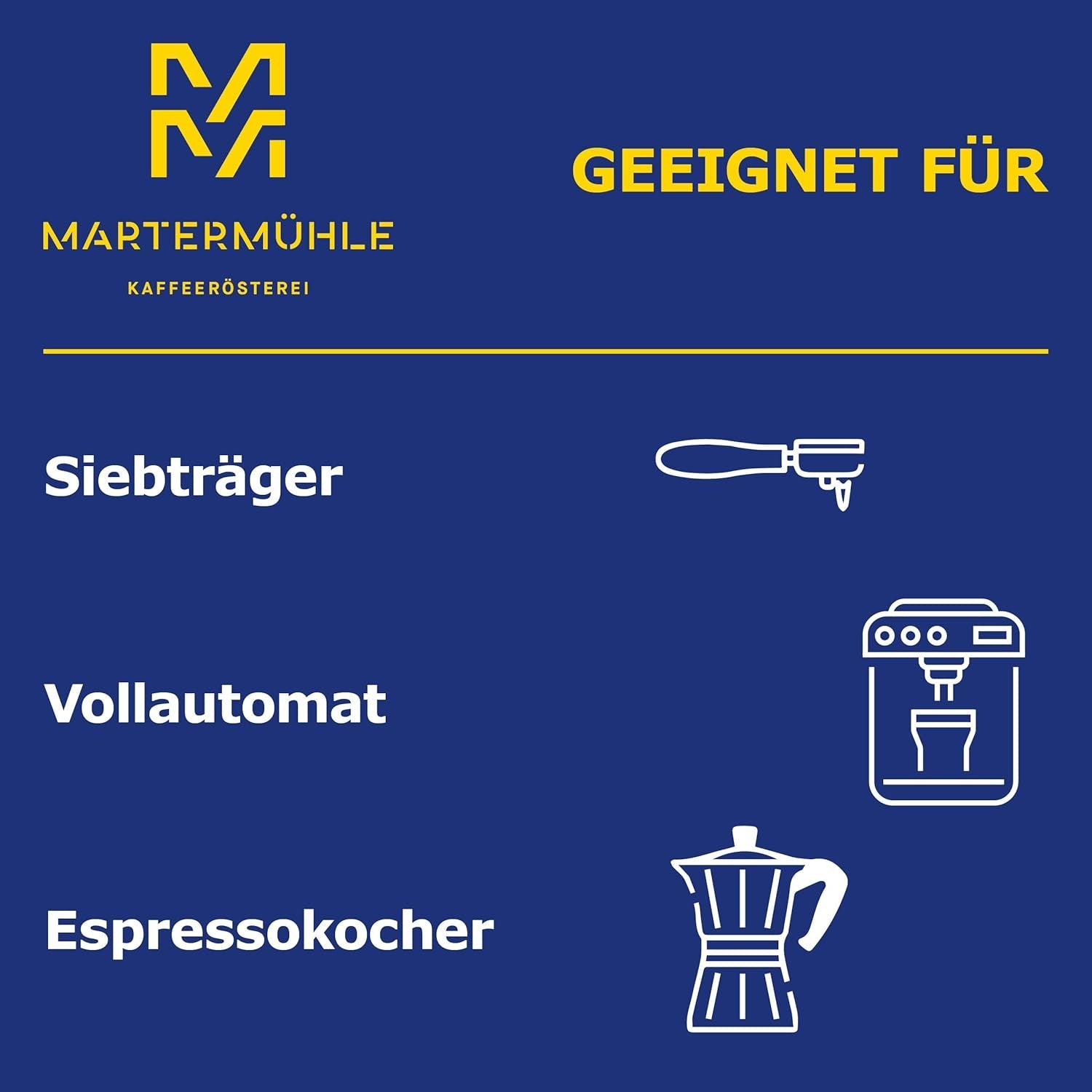 Grains d'espresso Martermühle Cioccolato 500g Fort | Arabica/Robusta | Saveurs : Noix de macadamia, chocolat au lait | Grains d'espresso entiers légèrement torréfiés, faible acidité