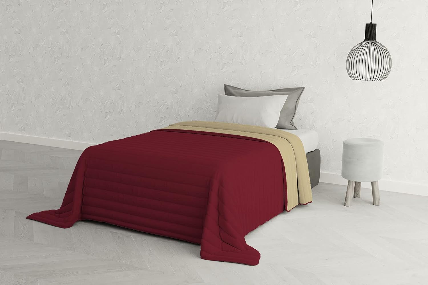 Literie italienne Estivo lit simple, linge, Aqua, 170 X 270 Cm Couettes et couettes Naty Shop Bordeaux/Panna 170 X 270 Cm