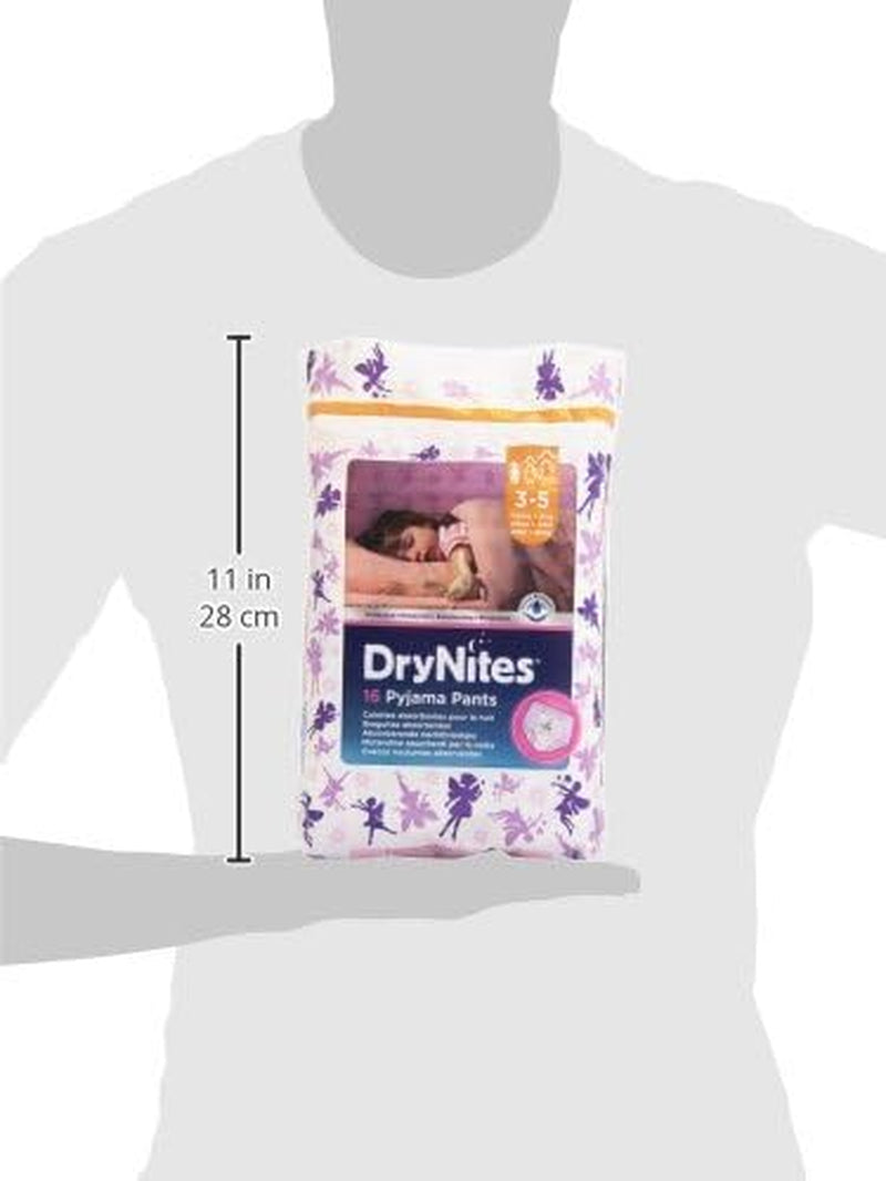 Pantalon de pyjama DryNites pour filles de 3 à 5 ans, 1 paquet (1 x 16 pièces)