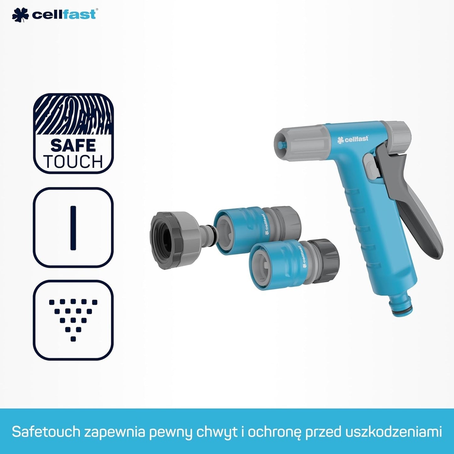 Kit de tuyaux d'arrosage Cellfast Ideal, robuste, flexible, 4 brins, arroseur, résistant aux UV et aux algues, technologie Reach, 27 bar, -20/+60° courte durée, 1/2", 20 m