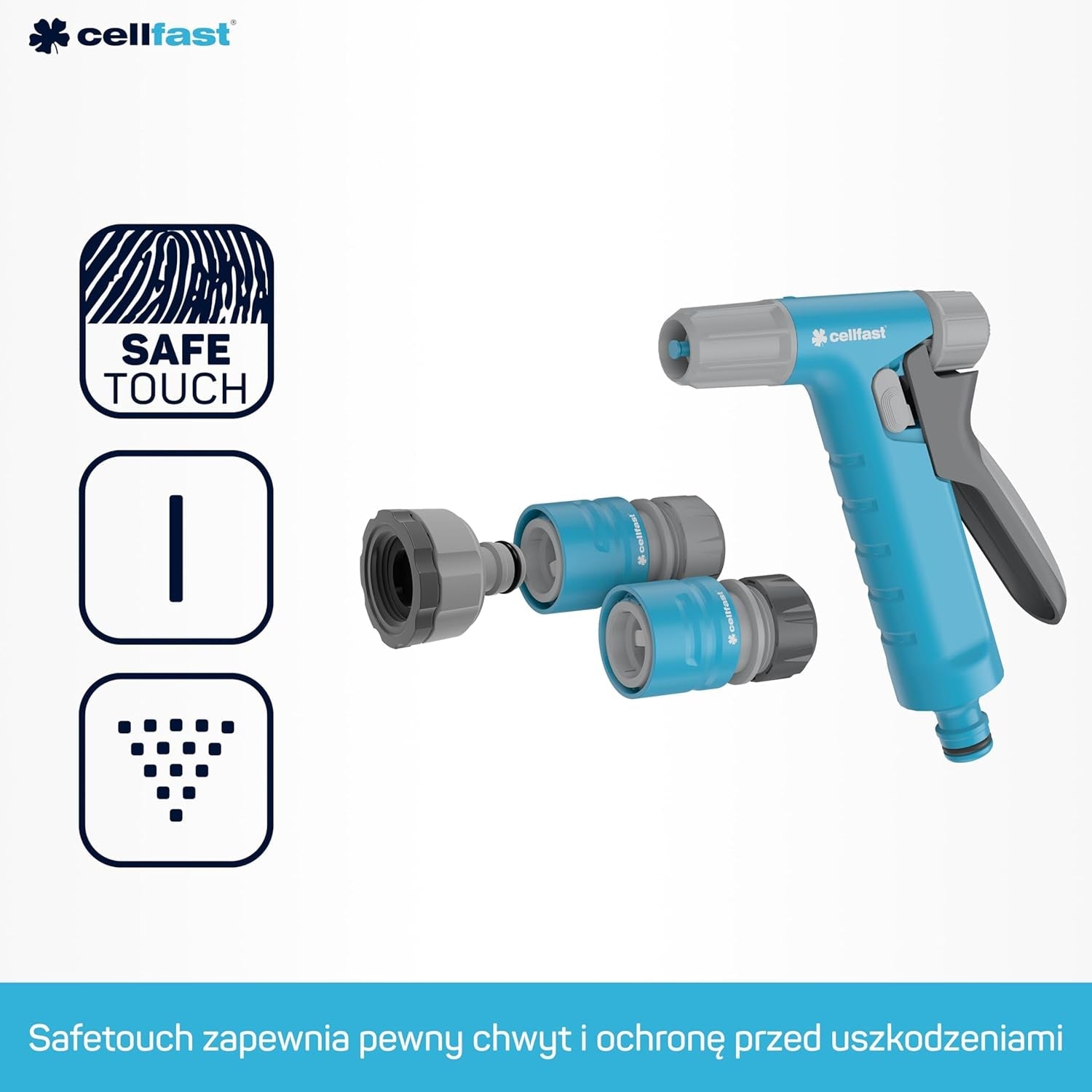 Kit de tuyaux d'arrosage Cellfast Ideal, robuste, flexible, 4 brins, arroseur, résistant aux UV et aux algues, technologie Reach, 27 bar, -20/+60° courte durée, 1/2", 20 m