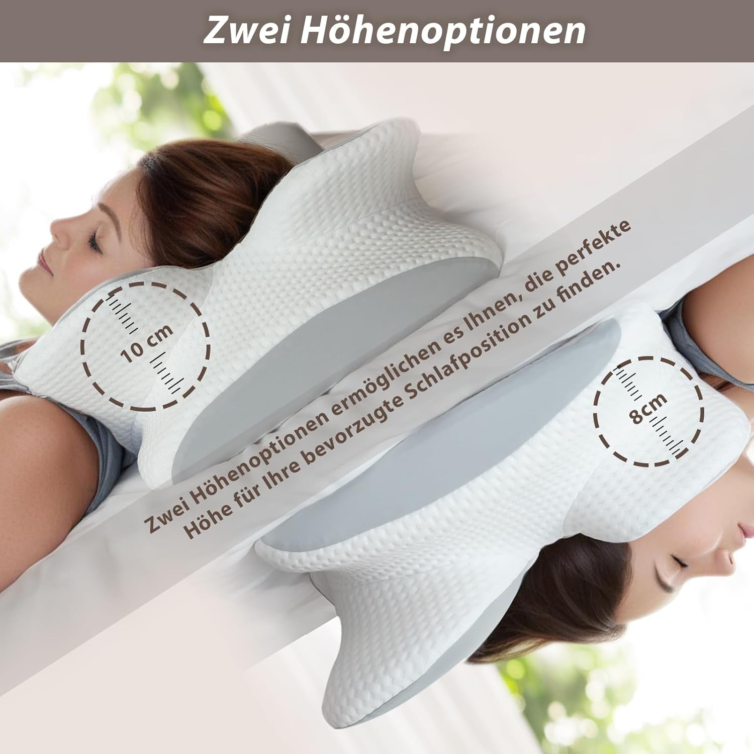 Oreiller cervical Oreiller orthopédique pour la tête Oreiller en mousse à mémoire de forme Oreiller à impact latéral - Conception ergonomique Forme creuse pour les impacts latéraux, dorsals et abdominaux Oreillers orthopédiques cervicaux gris clair Naty Shop