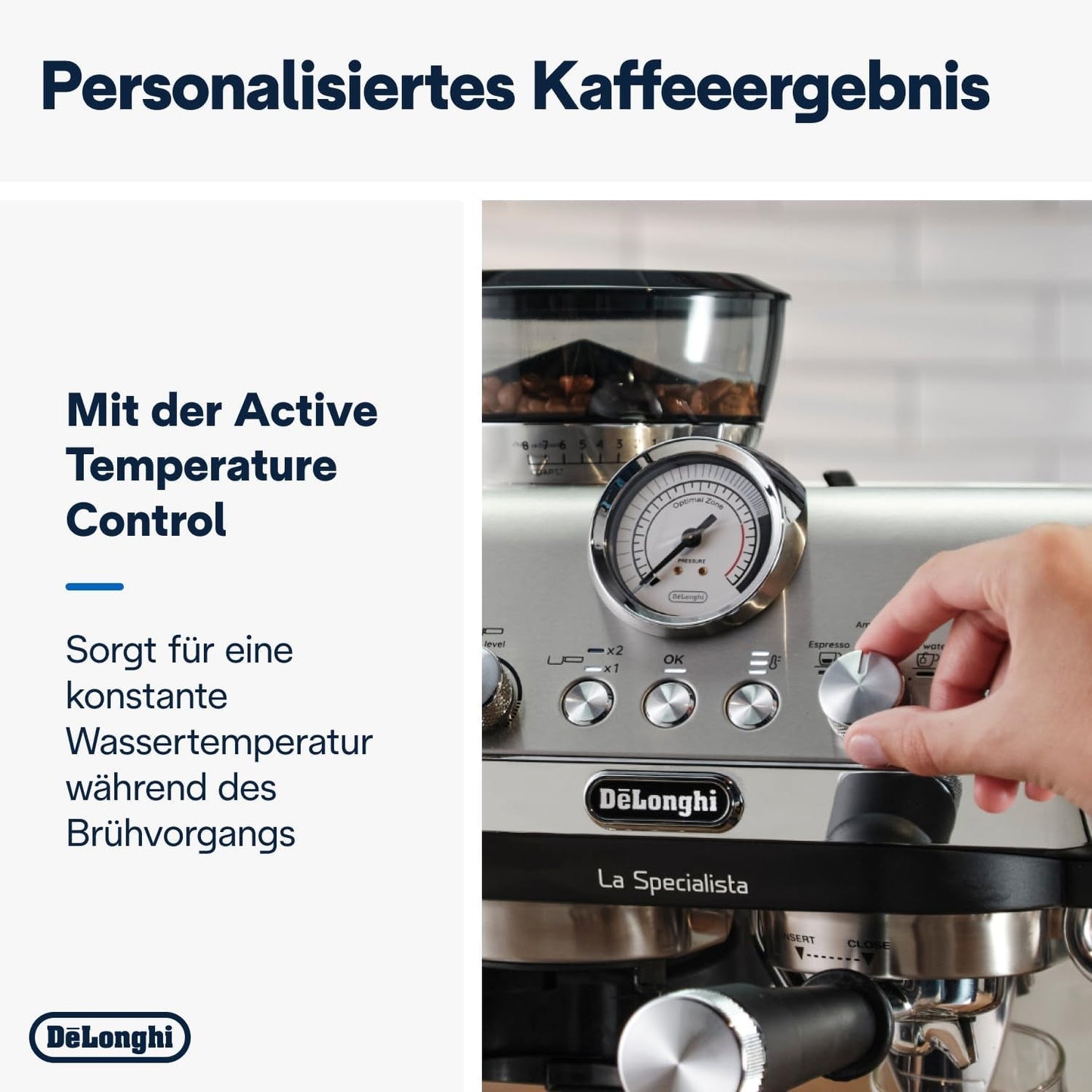 De'Longhi La Specialista Arte EC9155.MB Machine à expresso porte-filtre avec moulin, 8 niveaux de mouture, pression 15 bars, 3 niveaux de température, mousseur à lait, 1550 W, réservoir 1,7 L, acier inoxydable/noir, kit barista inclus