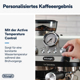 De'Longhi La Specialista Arte EC9155.MB Machine à expresso porte-filtre avec moulin, 8 niveaux de mouture, pression 15 bars, 3 niveaux de température, mousseur à lait, 1550 W, réservoir 1,7 L, acier inoxydable/noir, kit barista inclus