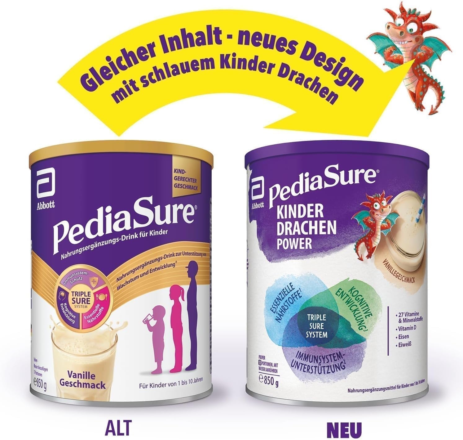 Pediasure Dragon's Power, Complément nutritionnel pour enfants à partir de 1 an, 27 vitamines et minéraux Naty Shop