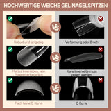 Ballerine Gel Ongles Conseils 216 pièces 12 Tailles Doux Gel Ongles Couverture Complète Ongles Extension Ensemble Semi Mat BRICOLAGE Home Art