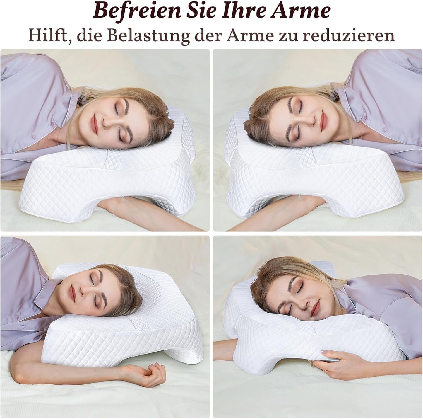 SAHEYER Oreiller pour dormeur latéral avec bras, oreiller orthopédique ergonomique, oreiller en mousse à mémoire de forme pour le cou et les épaules, oreiller cervical avec bras multi-angles pour de nombreuses positions de sommeil (blanc) Oreillers orthopédiques cervicaux Naty Shop