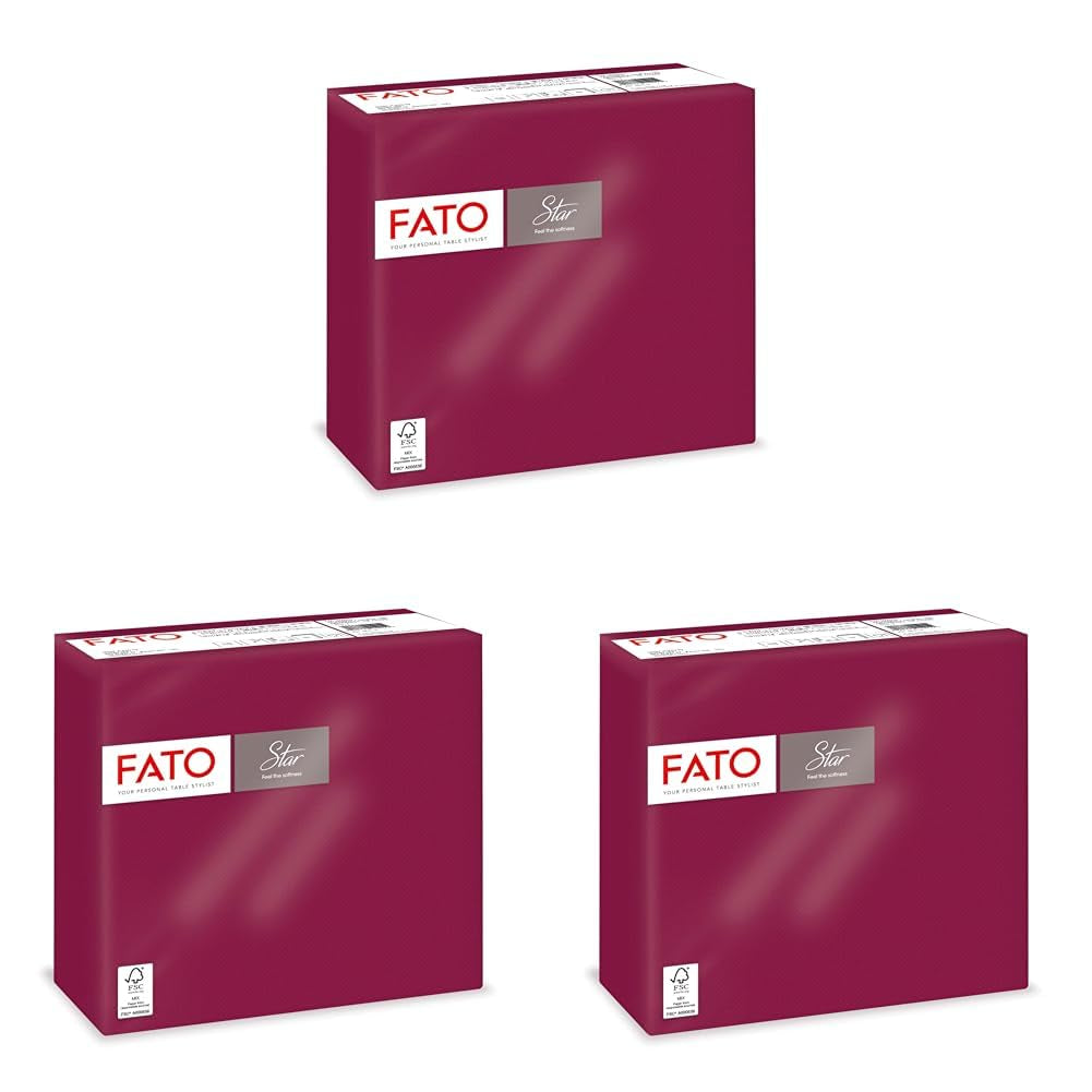- Papier de soie jetable douceur et douceur, paquet de 40, format 38x38, 4 plis, 2 épaisseurs, couleur bordeaux, papier 100% pure cellulose certifié Fsc (paquet de 3)