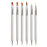 6 pièces Double-Ende Nagel Pinsel, Nageldesign Pinsel, Double-Ende Nail Art Pinsel Kit Professionnel Maniküre Werkzeuge Kit (Noir)