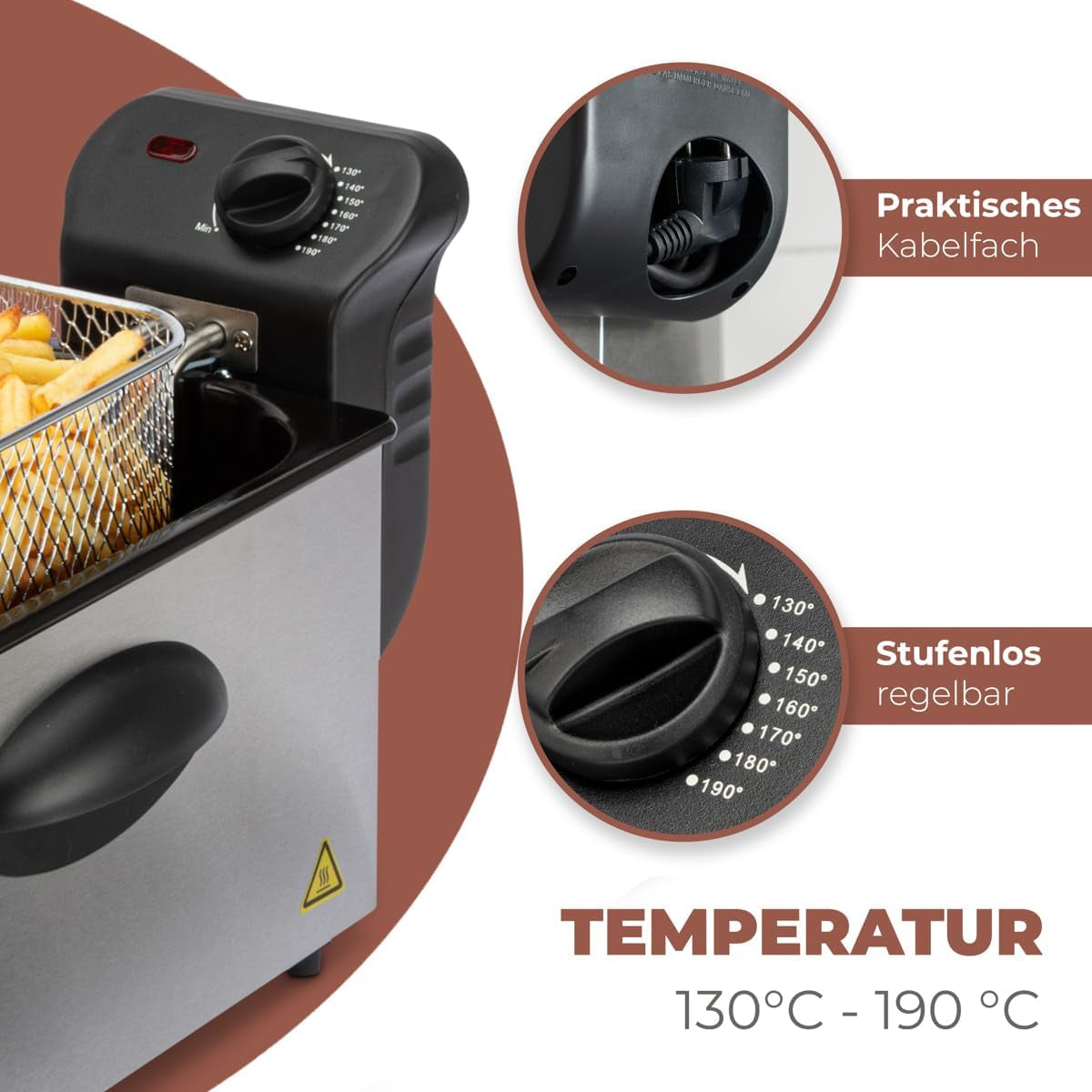 Friteuse à huile Bomann®, capacité 3L, technologie Cool Zone et vidange, 2000 W électroménager Naty Shop