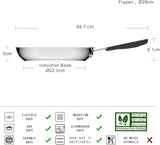 Poêle en inox avec revêtement antiadhésif - adaptée à l'induction, avec poignée confortable - 28 cm Casseroles et Poêles Naty Shop