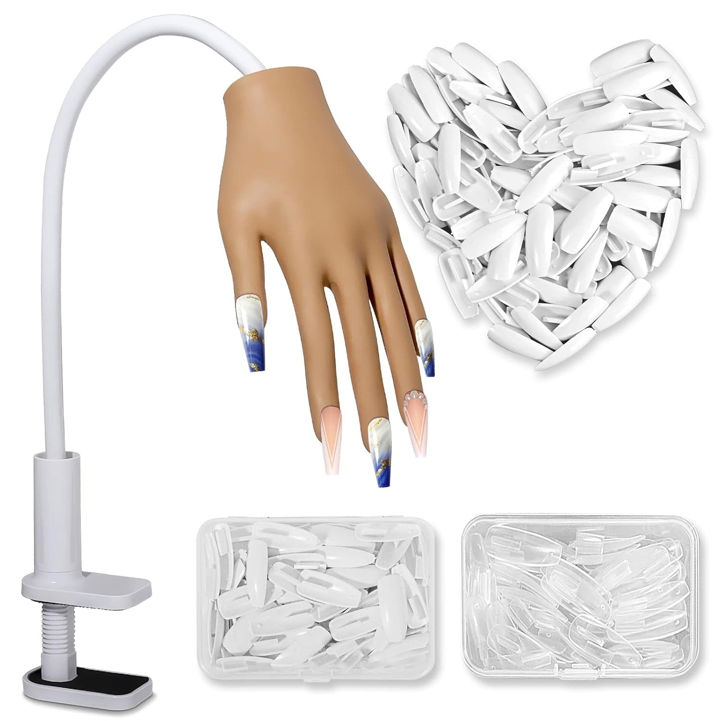 200 pièces de pointes d'ongles de remplacement transparentes : pointes d'ongles en acrylique pour la pratique manuelle pour la conception des ongles