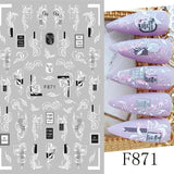 JMEOWIO Nagelsticker Blumen 10 Blatt Nagelaufkleber Selbstklebend Noir Blanc Fleur Nail Art Autocollant Décoration Nageldesign Zubehör