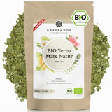 Thé Yerba Mate biologique L'original 1 kg de thé maté en vrac à haute teneur en caféine, non torréfié, séché à l'air, testé en laboratoire, feuilles de maté emballées en Allemagne, qualité supérieure Gräfenhof
